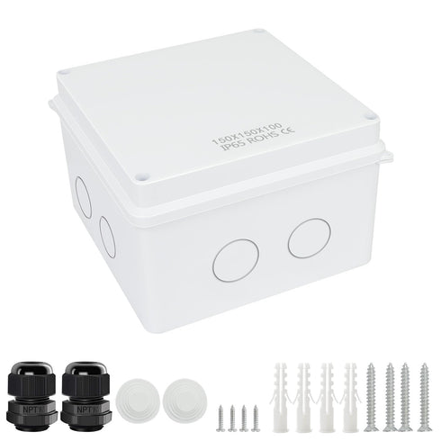 LeMotech Junction Box with Reserved Holes ABS Plastic Electrical Box IP65 Waterproof Dustproof Project Enclosure for Electronics White 5.9X 5.9X 3...