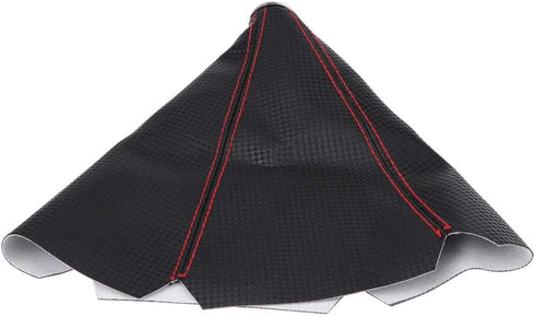 Aramox Gear Shift Knob Boot,Universal Black Carbon Fiber Style Gear Shift Knob Cover Red Stitch Gear Gaiter Boot Cover PU Leather Material...
