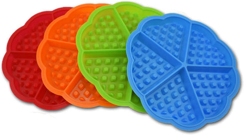 Waffle Mold?Waffle Nonstick Silicone Mold?Silicone Waffle Mould,4 Pcs Heart Shape Silicone Waffle Maker Baking Mold 5 Cavity Pancake Muffin Mold...
