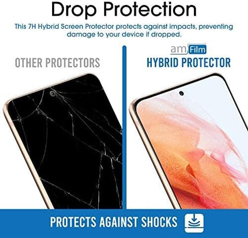 amFilm Screen Protector for Samsung Galaxy S21 5G 6.2 inch (2021), Fingerprint ID Compatible, HD Clear, Scratch Resistant Hybrid, with Easy Instal...