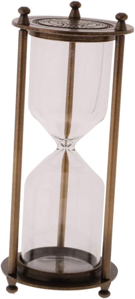Retro Metal Sandglass Empty Hourglass Sand Timer Without Sand for Home Office Decoration (Bronze - L)...