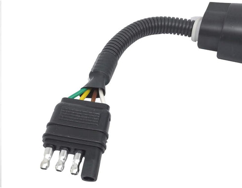 NEWSUN® 4 Way Flat to 7 Way Round Blade Trailer Adapter, Wiring Harness 4 Pin to 7 Pin Electrical Plug Connector with Heavy Duty Bracket - Secure ...