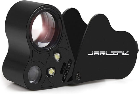 JARLINK 30X 60X Illuminated Jewelers Loupe Magnifier, Foldable Jewelry Magnifier with Bright LED Light for Gems, Jewelry, Coins, Stamps, etc...