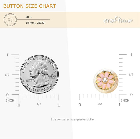 Clear Acrylic Pink Resin Flower Golden Metal Base Shank Buttons 20 Pcs - 18mm, 23/32"...