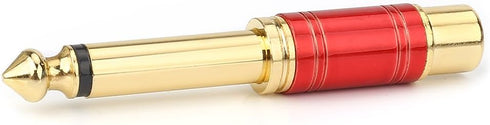 MOBOREST 1/4 in to RCA Female Pure Copper Adapter, 6.35mm Mono TS Plug Male 1/4 inch to RCA Female Stereo Interconnect Audio Adapter, (Red-2Pack)...