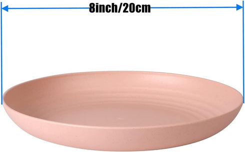 Wheat Straw Plates Lightweight Unbreakable Dinner Dishes Plates Set Dishwasher & Microwave Safe (Large 4 Pack 8')...