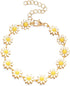 Little Daisy Flower Bracelet Dainty White Yellow Multicolor Flower Chain Bracelet Necklace Set Adjustable Sunflower Cute Bracelet Jewelry Gift for...