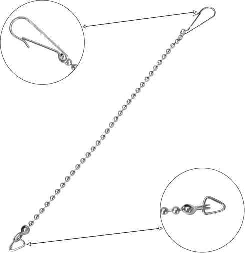 3 Pieces Toilet Flapper Chain Stainless Steel Universal Toilet Chain Replacement with Hook and Ring Toilet Handle Beaded Chain for Most Toilet Fla...