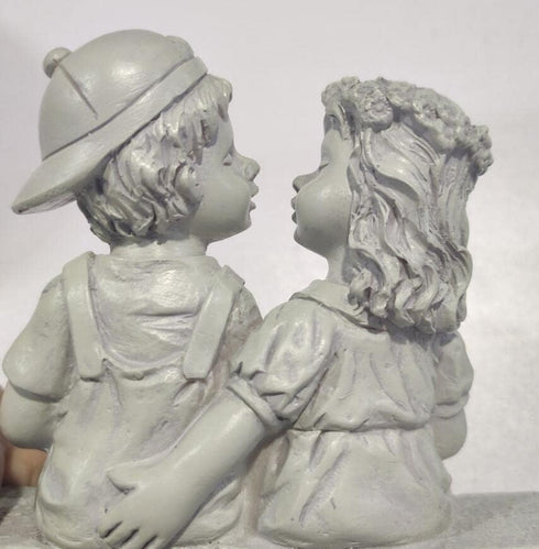 First Kissing Kids Lover Garden Sculpture Outdoor Status Home Decor Collections 4.7"x2.6"x5.1" Puppy Love, Kissing Couple Garden Sculpture,...