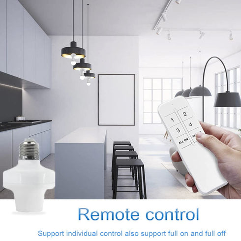 QIACHIP Remote Control Light Socket E26 E27 Bulb Socket Adapter, ZigBee Smart Light Holder Compatible with Alexa Echo Voice Control, Requires Zigb...