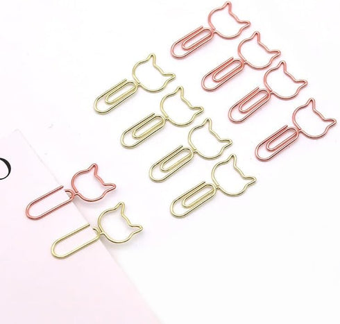 30pcs Kitten Shape Paper Clips with Clear Box, Rose Gold and Yellow Gold, Funny Cute Paperclips Bookmarks Planner Clips for Fun Office Supplies Sc...