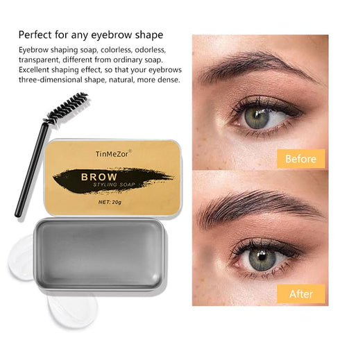 Transparent Eyebrow Shaping Gel Set, Pomade Medium Brown Eyebrow Scalpel Stencil Sticker Kit Eyebrow Styling Soap for Natural Brows Skin...