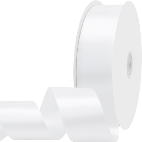 Maclemon 1-1/2 inch Wide 100 Yards Double Face White Satin Ribbon White Fabric Ribbon for Gift Wrapping Very Suitable for Weddings Decoration Bouq...