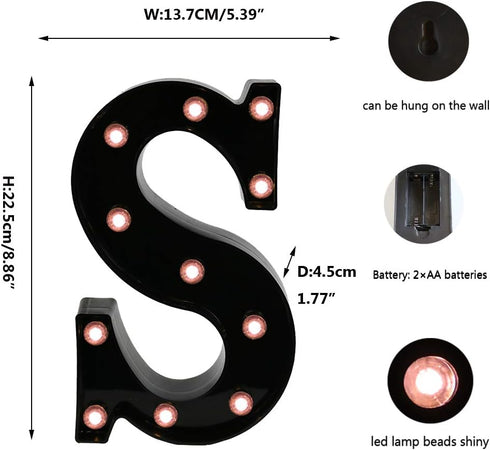 Light Up Black Alphabet Marquee Letters Sign LED Marquee Number Lights Sign for Night Light Home Bar Christmas Lamp Birthday Party Wedding Decorat...
