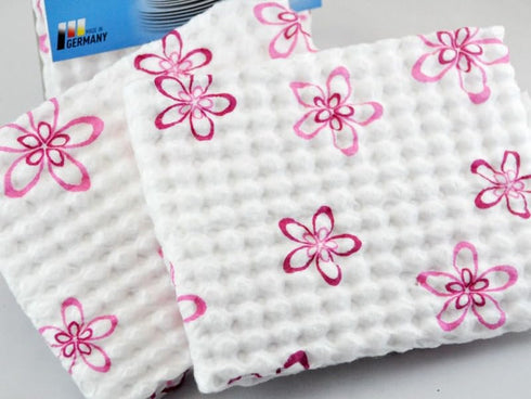 Quilted Kitchen Cloth 2 Count Pack - Large (14in.x14in.) Absorbent Hand Towels for Kitchen, Counters & Washing Dishes - Natural Viscose Sponge Clo...