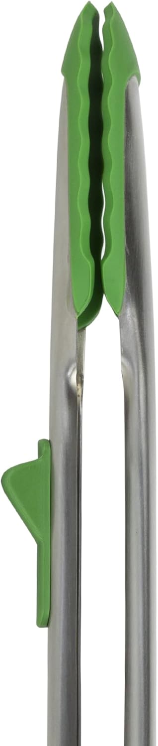 Tovolo Tip Top Tongs, Easy-Grip Kitchen Tongs for Cooking With Silicone Tips, Easy Locking Mechanism, Cooking Utensil With Resting Foot, Heat-Resi...