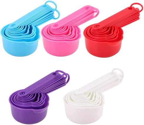 Plastic Measuring Cups and Spoons Set of 11, Kitchen Measuring Cups and Spoons Set for Dry & Liquid Ingredients, 5 Measuring Cups & 6 Measuring Sp...