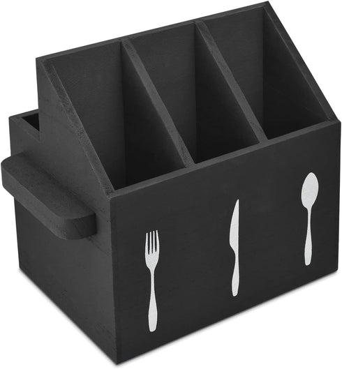 Ikee Design Wooden Utensil Caddy with Handles, Silverware Caddy, Silverware Holder for Countertop,Party,Camping and Kitchen, Silverware Organizer,...