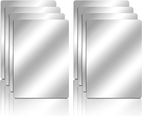 Marsui 8 Pieces Shatter Proof Plastic Mirror Craft 4 x 6 Inch Small Mirror Tiles Bulk with Soft Round Corners Double Sided Protective Film Reflect...