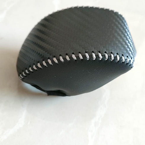 Car Gear Shift Knob Cover,Carbon Fiber Black with Black Stitches Leather Gear Shit Cover for 2019-2022 Toyota RAV4...