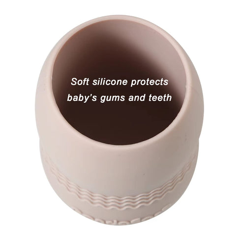 PandaEar (2 Pack 100% Tiny Silicone Drinking Training Cup for Baby and Toddler (Pink/Grey)...