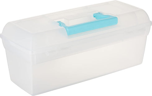 ArtBin 6937AG Essentials Lift-Out Tray Box, Portable Art & Craft Organizer with Handle and Tray, Clear/Aqua...