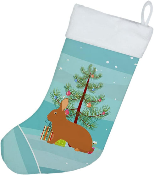 Caroline's Treasures BB9336CS Rex Rabbit Christmas Christmas Stocking, Teal Fireplace Hanging Stockings Christmas Season Party Decor Family Holida...