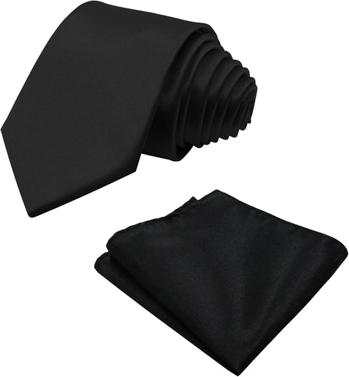 Mantieqingway Mens Tie with Handkerchiefs,3.15'' Business Checked Ties for Men Polyester Silk Necktie Pocket Squares Set...