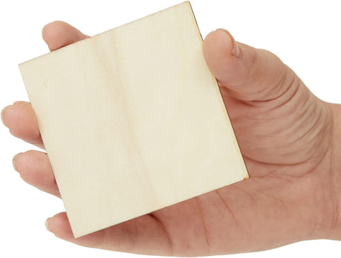 60 Pack Unfinished Wood Pieces 3x3 Inch, Blank Wooden Squares for Crafts, Cutout Tiles for DIY Coasters, Painting, Engraving...