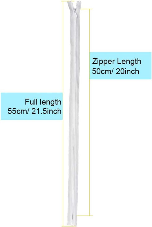 40Pcs 20 Inch Nylon Invisible Zippers Sewing for Tailor Sewing Crafts, Dresses, Skirts, Pillows DIY Crafter's Special (White)...