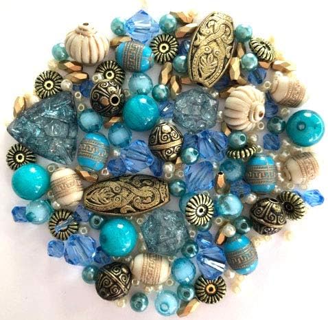 Approx X 400 Jewelry Making Beads Mix Starter Kit for Beginners in Purple Gold & Green Jewelry Findings...