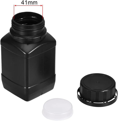 uxcell Plastic Lab Chemical Reagent Bottle, 250ml/8.45 oz Wide Mouth Sample Sealing Liquid/Solid Storage Bottles, Black 2pcs...