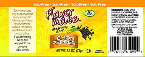 Flavor Mate No Salt Seasoning Blend - Variety Pack - Original,Garlic and Herb,Southwest Chipotle,Lemon & Pepper, Table Blend - 2.5 oz-Kosher...
