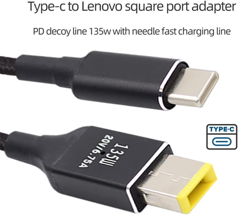 NFHK Type-C USB-C 135W to DC Rectangle 11.0 * 4.5mm Power PD Charge Cable for Thinkpad X1 Legion Y7000P Laptop DC20V 6.25A......