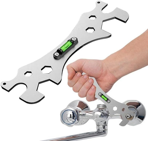 Faucet Wrench Spanner 9mm 12mm 14mm 17mm 23mm 30mm Screw Nut Openings with Level for Shower Repair Bathroom Hose Pipe Plumbing Installation Remova...