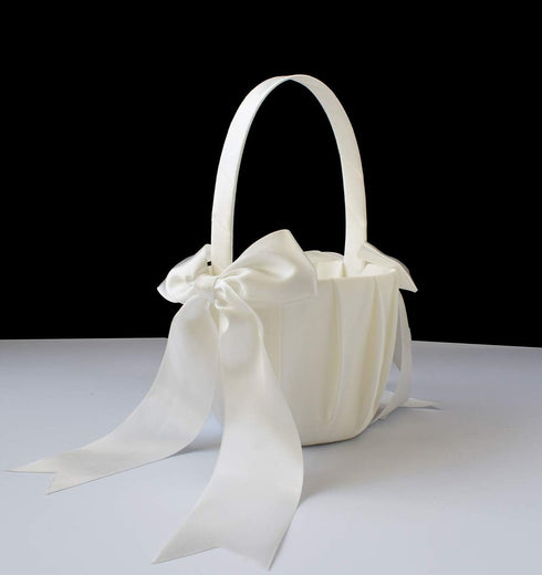 2 PCS Flower Girl Baskets Set- Cute Cherish Wedding Flower Baskets (Ivory)...