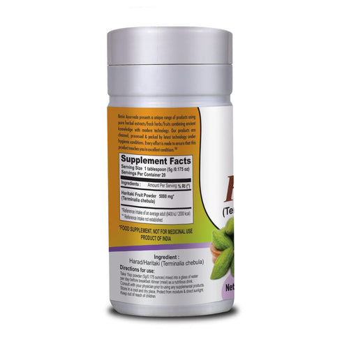 BASIC AYURVEDA Haritaki Powder | 3.53 Oz (100g) | Organic Harad Powder for Healthy Digestion | Natural Terminalia Chebula...