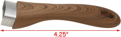 Wooden Pot Handle Stainless Steel Milk Pan Handle Scald-Proof Long Handle Grip Replacement with Screw for Different Pan, Pot, Saucepan,Kitchen Coo...