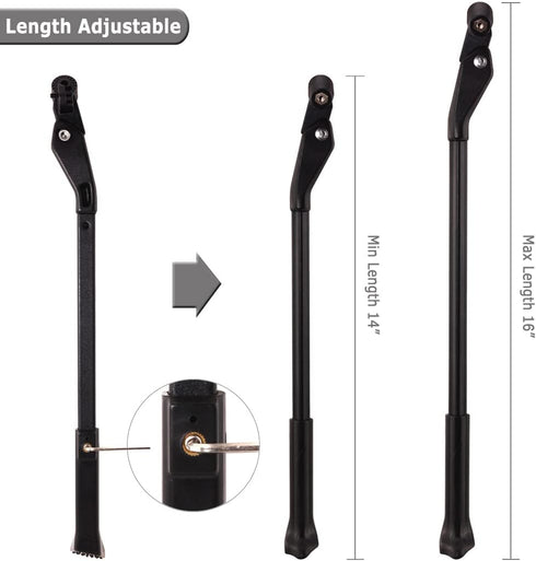 Bike Rear Side Stand Aluminium Alloy Quick Release Bicycle-Kickstand With Concealed Spring-Loaded Latch Non-Slip Rear Side for 24-27.5 Inch Mounta...