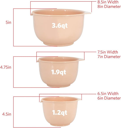 GLAD Mixing Bowls with Pour Spout| Nesting Design Saves Space | Non-Slip, BPA Free, Dishwasher Safe Plastic | Kitchen Cooking and Baking Supplies,...