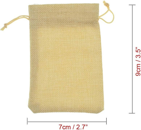 20Pcs Drawstring Burlap Bags, Jute Sacks Jewelry Candy Pouch Christmas Wedding Party Favor Gift Bags (Flaxen, 2.7 x 3.5)...
