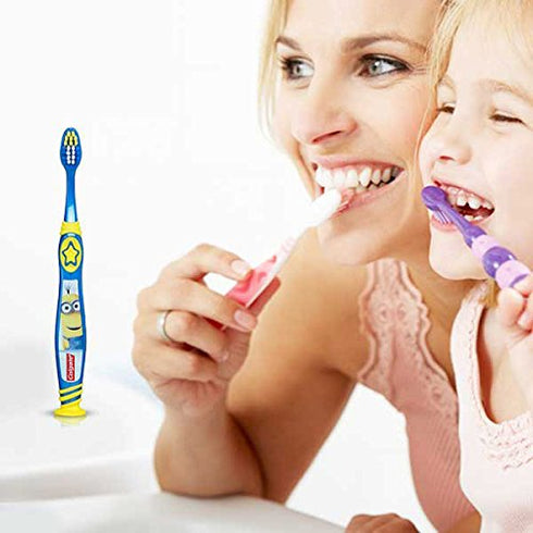 Colgate Kids Toothbrush, Minions, Extra Soft Toothbrush with Suction Cup, 2 Pack...