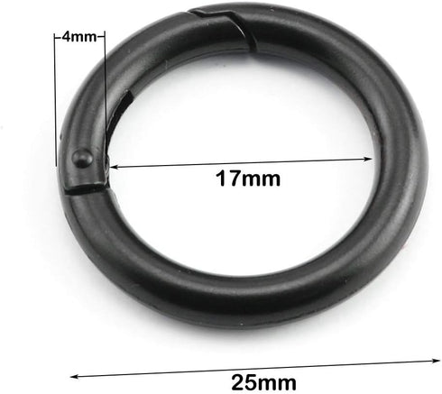 6PCS Alloy O Ring Buckle High-Grade Ornament Hardware Electrophoretic Spring Snap 25mm Black...