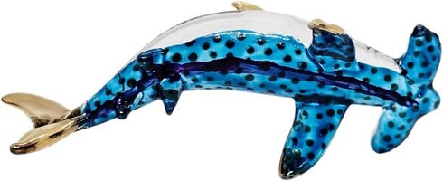 Tiny 3?" Gold Dotted Blue Hammerhead Shark Figurine - Miniature Hand Blown Glass Sharks Marine Sea Life Ocean Fish Small Crystal Animal Decorative...