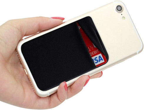 ACKLLR 3 Pack Cell Phone Card Holder with Adhesive Sticker for Back of Phone, Stretchy Fabric Card Sleeves ID Credit Card Pocket Stick On Wallet f...