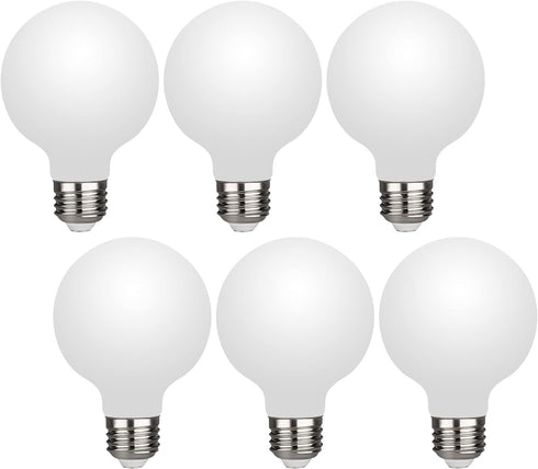 6 Pack G25/G80 Globe LED Bulb, Natural White 4000K Dimmable LED Globe Bulb, 5W Equivalent 40W LED Globe Light Bulbs, CRI 90+, Milky Glass, LED Bul...
