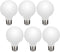 6 Pack G25/G80 Globe LED Bulb, Natural White 4000K Dimmable LED Globe Bulb, 5W Equivalent 40W LED Globe Light Bulbs, CRI 90+, Milky Glass, LED Bul...
