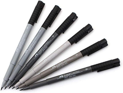Faber-Castell Pitt Artist Brush Pen Wallet - Shades of Grey (6 Colours)...