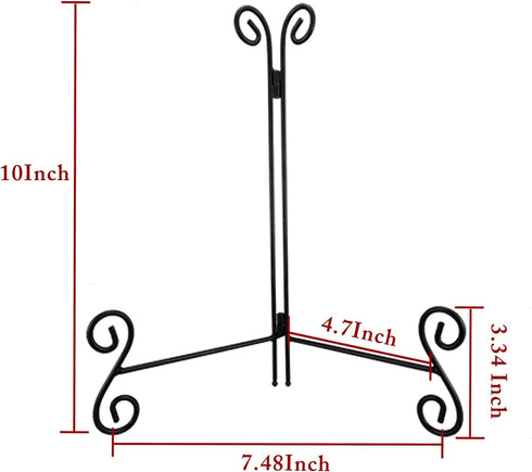 Plate Stand, 1 Pack 10 Inch Plate Holder for Display, Black Foldable Iron Table Easel for Picture Book Photo Frame Decorative Plate...