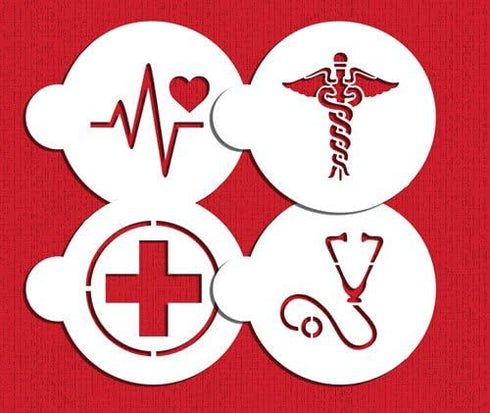 Medical Symbols Cookie Stencil Set C992 By Designer Stencils Beige/Semi-Transparent, 2.5 x 2.5...